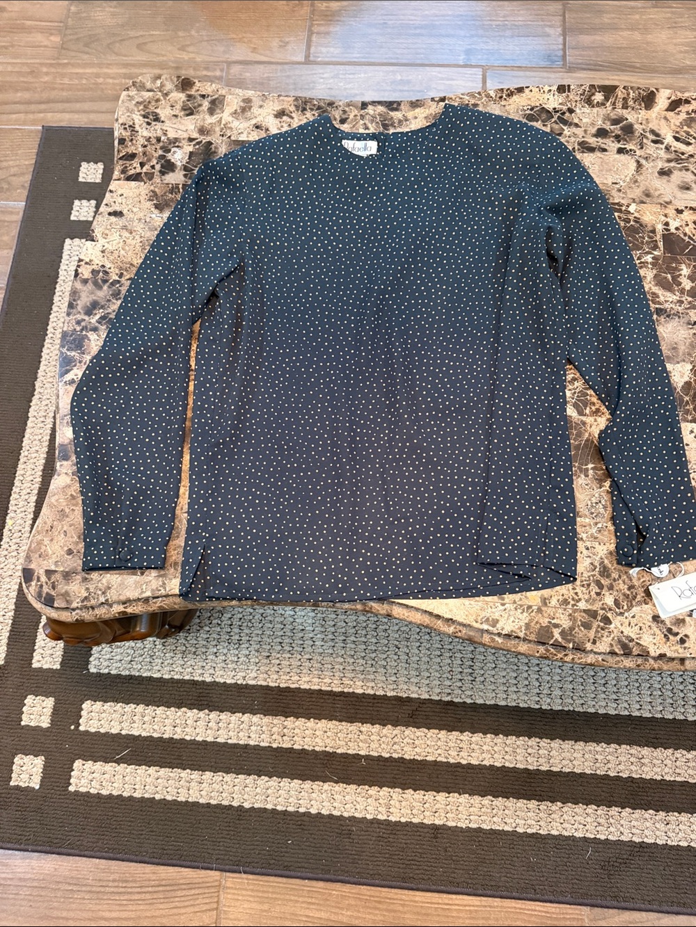 Rafaella Navy Long-Sleeve Dot Print Blouse